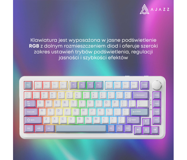 Ajazz AK820 MAX Magnetic switches Purple White RGB - 1536366 - zdjęcie 12